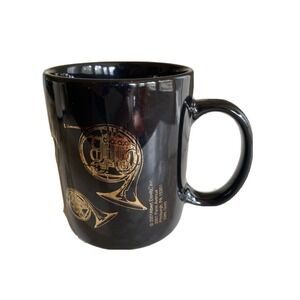 Albert Elovitz 2001 French Horn Coffee Mug Black 22kt Gold Musical Instrument